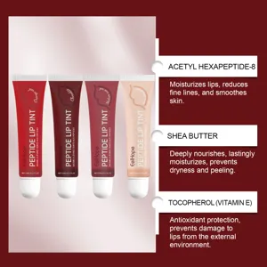 Set balsamo labbra peptidico, trattamento labbra nutriente e idratante lucido e colorato.