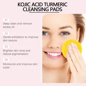 Detail view of turmeric kojic acid cleansing pad, gently exfoliating and brightening skin.