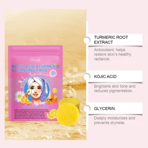 HOYGI turmeric kojic acid cleansing pads 60pcs brightening exfoliating facial toner pads