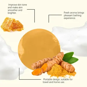 Savon facial au miel et curcuma pour éclaircir la peau, nettoyage quotidien et format portable.
