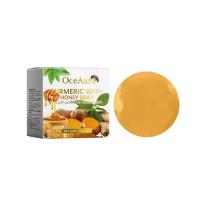 Savon Nettoyant Visage au Miel et Curcuma Extrait Végétal Naturel Savon Hydratant Éclaircissant pour Tous Types de Peau