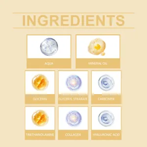 Gezichtscrème actieve ingrediënten detail infografiek met belangrijke hydraterende elementen.