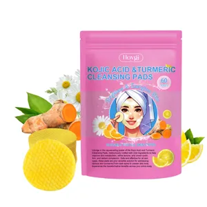 HOYGI Kojic Acid and Turmeric Cleansing Pads 60pcs for facial exfoliating and brightening skin.