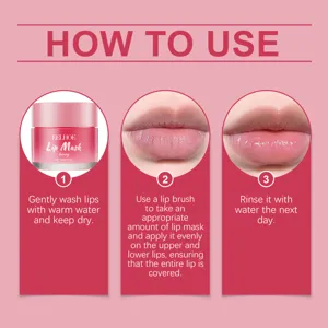 Guía de instrucciones detallada que muestra el uso paso a paso de la mascarilla labial.