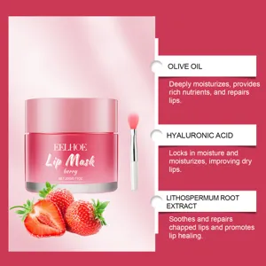 Mascarilla labial de bayas EELHOE 20g con pincel, hidrata profundamente y repara labios secos.