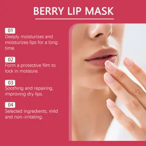 Mascarilla labial de bayas para hidratación profunda, cuidado duradero y labios secos.