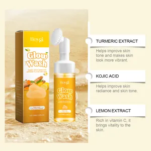 Nettoyant visage HOYGI au curcuma avec brosse, nettoyage en profondeur des pores, 100ml.