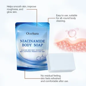 OceAura niacinamide body soap bar for gentle skin cleansing, deep moisturizing and glowing.