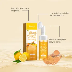 HOYGI mousse nettoyante visage au curcuma et acide kojique pour nettoyage doux 100ml.