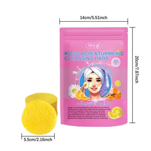 HOYGI turmeric kojic acid cleansing pads gentle exfoliating deep facial skincare 60pcs