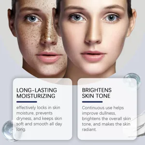 Loción hidratante facial detalles que muestran piel radiante y suave todos los días.