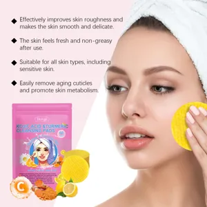 HOYGI turmeric kojic acid cleansing pads detail view showcasing effective daily skincare ingredients.