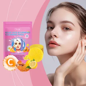 Turmeric And Kojic Acid Facial Cleansing Pads Gentle Exfoliating Deep Cleaning Skin Brightening Cotton Facial Pads