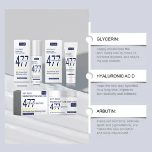 Set de cuidado facial Hoygi con crema blanqueadora de manchas y loción para hidratación profunda.
