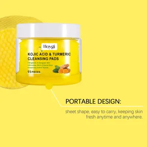 Detail view of turmeric cleansing pads jar, highlighting portable design and skin texture.