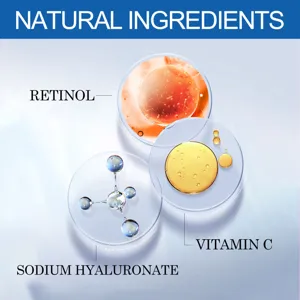 Illustrazione scientifica dettagliata che mostra ingredienti naturali come retinolo e vitamina.