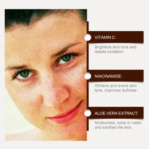 Dettaglio ingrediente siero viso con vitamina c, niacinamide ed estratto di aloe vera.