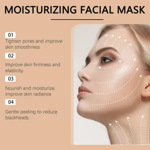 Image de détail du masque facial peel-off au collagène montrant des effets hydratants.