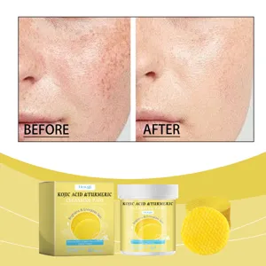Almohadillas de Algodón Limpiadoras Faciales con Cúrcuma y Ácido Kójico Cuidado Suave Hidratante Iluminador Toallitas
