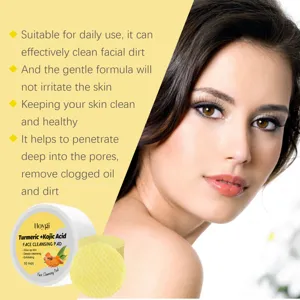 Detailed shot of turmeric kojic acid face cleansing pads showing gentle texture and formula.