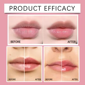 Vista detallada de la eficacia de la mascarilla labial antes y después de su uso.