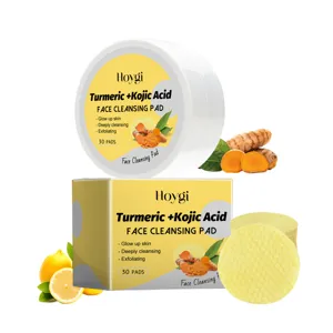 HOYGI Turmeric Kojic Acid Face Cleansing Pads 30pcs Gentle Exfoliating Facial Cleansing Wipes