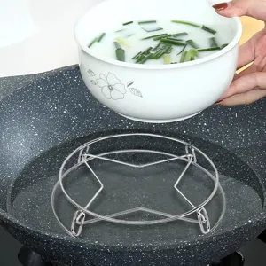 Durable stainless steel kitchen steaming rack and pot stand for cookware heat insulation