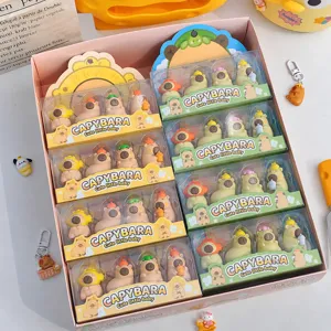 Schattige capybara vorm gummetjes set, grappige cartoon schrijfwaren geschenkdoos voor kinderen.