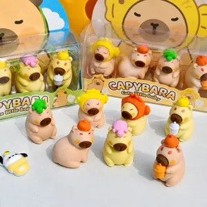 Leuke capybara vorm gummetjes set creatieve tekenfilm rubber kantoorartikelen voor kids
