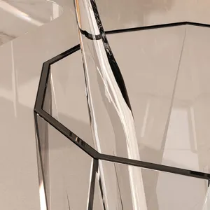 Transparante geometrische tandenborstelbeker met zwarte rand, moderne badkamer mondspoelbeker.