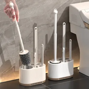 4-in-1 multifunctional toilet brush set with storage holder for home bathroom cleaning