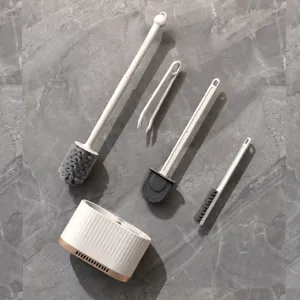 4-in-1 toilet brush set with holder, deep cleaning bathroom brush kit for home and hotel use.