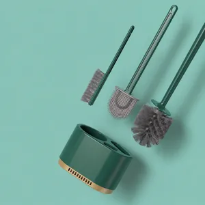 Toilet brush set with holder, deep cleaning 3-piece bathroom cleaning tool with soft bristles