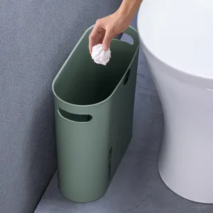 Papelera estrecha y rectangular para baño y cocina, cubo de basura de plástico moderno.