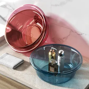 Transparent plastic wash basin large household laundry basin thickened vegetable storage basin
