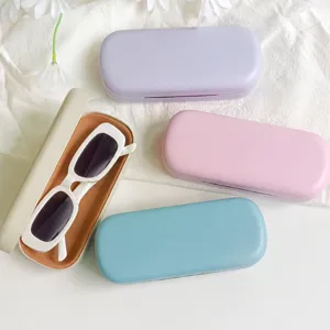 Minimalist PU Leather Glasses Case Portable Hard Shell Sunglasses Storage Box Protective Eyewear Organizer