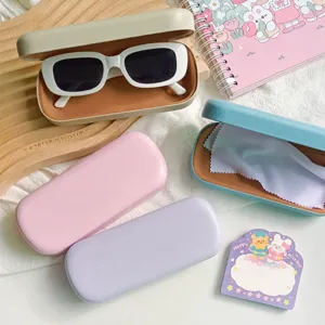 Ins cream purple glasses case korean pu storage box thick compression portable sunglasses box