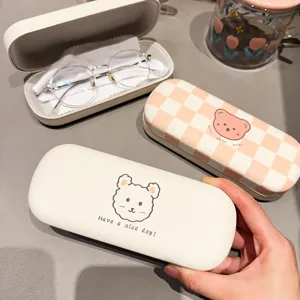 Portable cute cartoon glasses case, durable anti-pressure storage box for students and daily use.