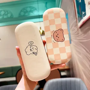 Portable cute cartoon glasses case hard shell anti pressure student storage box main view.