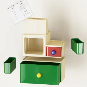 Aesthetic desktop drawer storage organizer stackable dustproof box for stationery sundries
