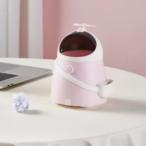 Süßer Cartoon-Mülleimer für den Schreibtisch, Mini-Papierkorb für Büro und Zuhause rosa