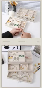Klares Acryl Schmuckkästchen mit mehrschichtigen Samtschubladen für Ringe und Ohrringe.