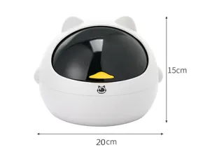 Mini desktop trash can with lid cute cat ear design small plastic garbage basket for office room