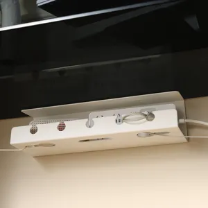 Bandeja portacables bajo escritorio blanca organizador de cables y regleta eléctrica
