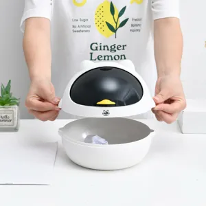 Mini desktop trash can with cute cat ear lid for office bedroom home desk storage.