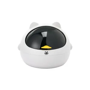 Mini desktop trash can with cat ears lid, small plastic wastebasket for office bedroom.