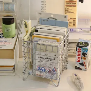 Minimalistische IJzeren Draadgaas Bureau Opbergmand Organizer Kantoor Spullen Cosmetische Opbergdoos Container
