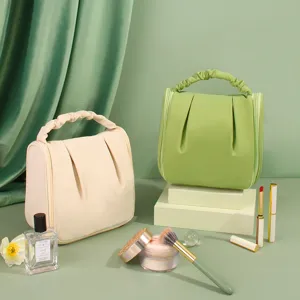 Bolsa de cosmeticos acolchada gran capacidad portatil organizador de viaje estuche elegante