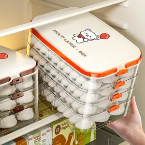 Boîte de rangement multicouche pour raviolis au réfrigérateur et organisateur de congélateur.