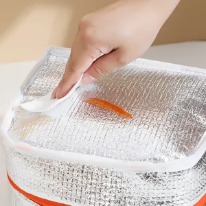 Borsa termica per pranzo in foglio di alluminio ispessito, contenitore impermeabile quadrato portatile.